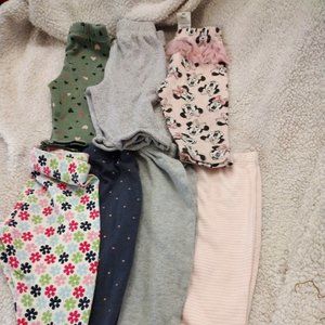 lot 6 of baby girl pants 0-3 months mixed brands